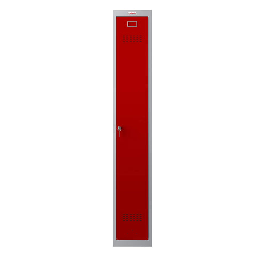 Phoenix PL Series 1 Column 1 Door Personal Locker Grey Body Red Door with Key Lock PL1130GRK