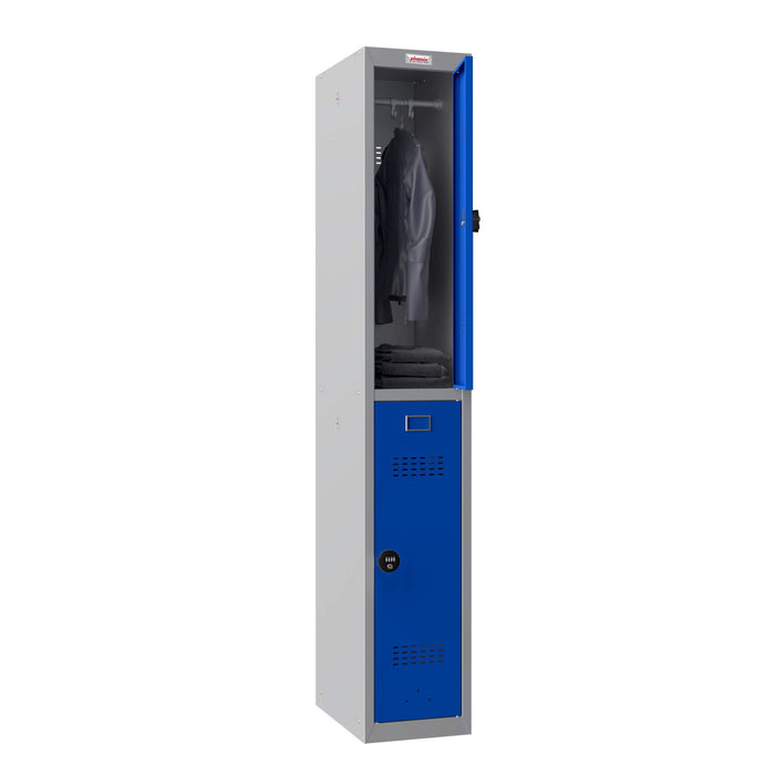 Phoenix PL Series 1 Column 2 Door Personal Locker Grey Body Blue Doors with Combination Locks PL1230GBC