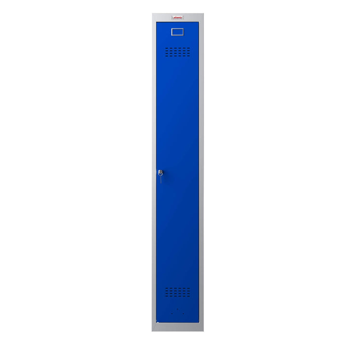 Phoenix PL Series 1 Column 1 Door Personal Locker Grey Body Blue Door with Key Lock PL1130GBK