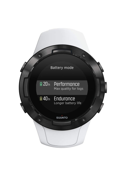 Suunto 5 - 46 mm - black - sport watch with strap - silicone - white - wrist size: 130-210 mm - Bluetooth - 66 g