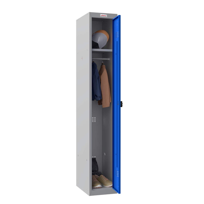 Phoenix PL Series 1 Column 1 Door Personal Locker Grey Body Blue Door with Combination Lock PL1130GBC