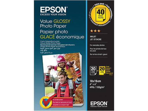 Epson Value Glossy Photo Paper 10 x 15cm 2 x 20 sheets - C13S400044