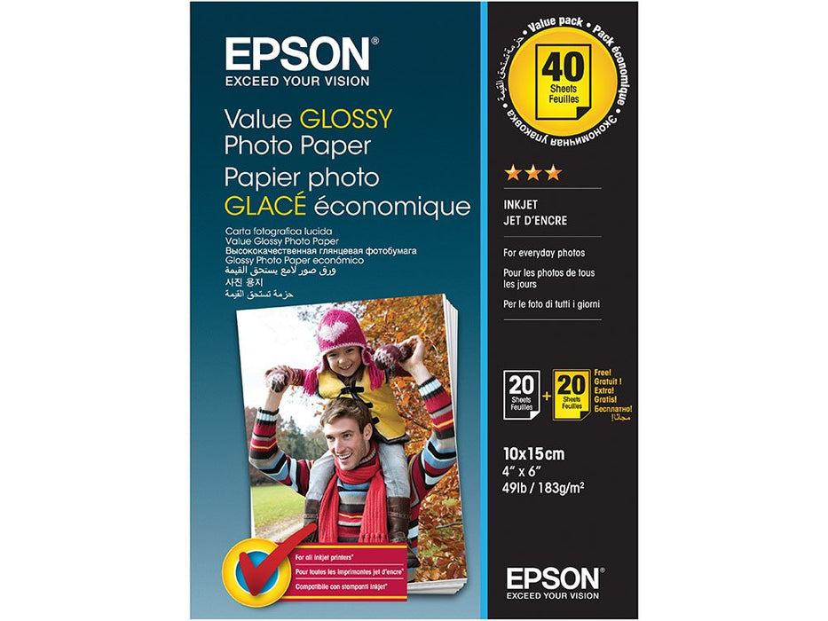 Epson Value Glossy Photo Paper 10 x 15cm 2 x 20 sheets - C13S400044