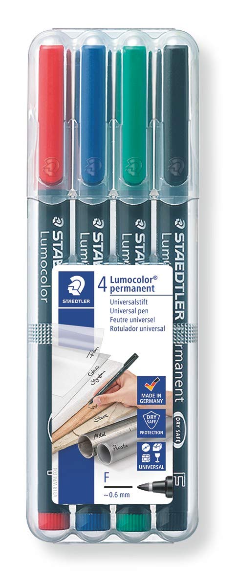 Best Value Staedtler 318 WP4 Lumocolor Universal Permanent Fine Pens - Assorted Colours