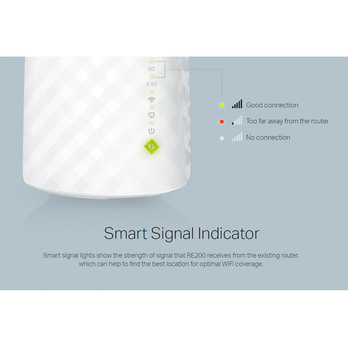 Best Value TP-Link RE200 AC750 Universal Dual Band Range Extender, Broadband/Wi-Fi Extender, Wi-Fi Booster/Hotspot with Ethernet Port, Plug and Play, Smart Signal Indicator, UK Plug