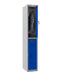 Phoenix PL Series 1 Column 2 Door Personal Locker Grey Body Blue Doors with Key Locks PL1230GBK