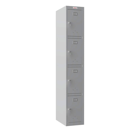 Phoenix PL Series 1 Column 4 Door Personal locker in Grey with Key Locks PL1430GGK