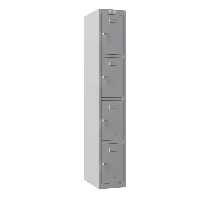 Phoenix PL Series 1 Column 4 Door Personal locker in Grey with Key Locks PL1430GGK