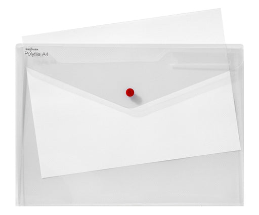 Best Value Snopake 15690 Polyfile Twin Pocket Foolscap Popper Wallet File with Press Stud Classic Clear (Pack of 5)