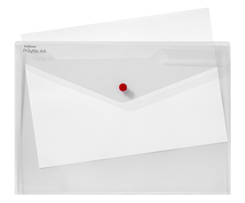 Best Value Snopake 15690 Polyfile Twin Pocket Foolscap Popper Wallet File with Press Stud Classic Clear (Pack of 5)