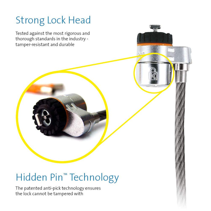 Best Value Kensington MicroSaver Keyed Laptop Lock with High-Carbon, Cut-Resistant Cable and T-Bar Locking Mechanism - 1.8m Length (64020)