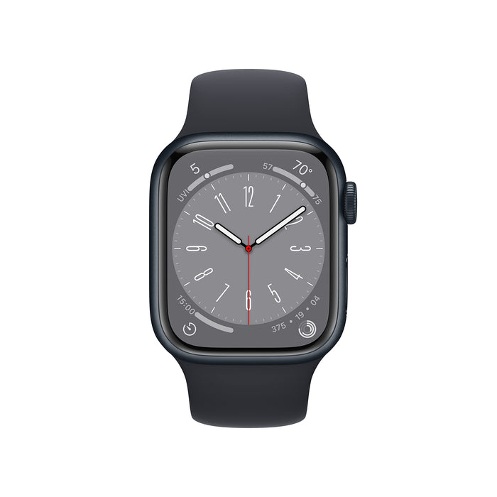 Apple Watch Series 8 (GPS) - 41 mm - midnight aluminium - smart watch with sport band - fluoroelastomer - midnight - band size: Regular - 32 GB - Wi-Fi, Bluetooth - 32 g
