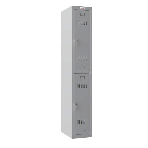 Phoenix PL Series 1 Column 2 Door Personal Locker in Grey with Key Locks PL1230GGK