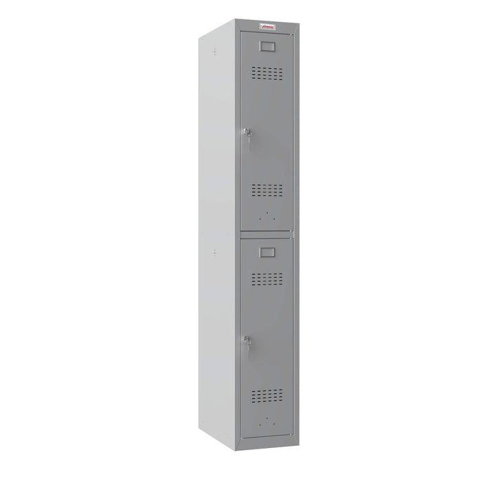 Phoenix PL Series 1 Column 2 Door Personal Locker in Grey with Key Locks PL1230GGK