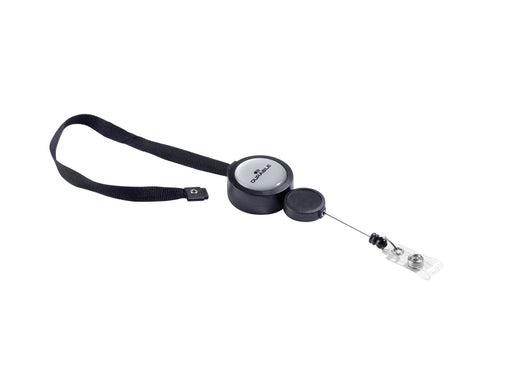 Best Value Durable Badge Reel Plus Textile Necklace Rectractable for Punched-hole Badges Black Ref 8229/01 [Pack of 10]