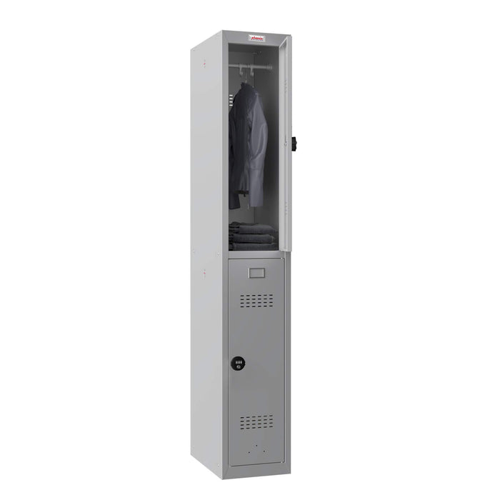 Phoenix PL Series 1 Column 2 Door Personal Locker in Grey with Combination Locks PL1230GGC