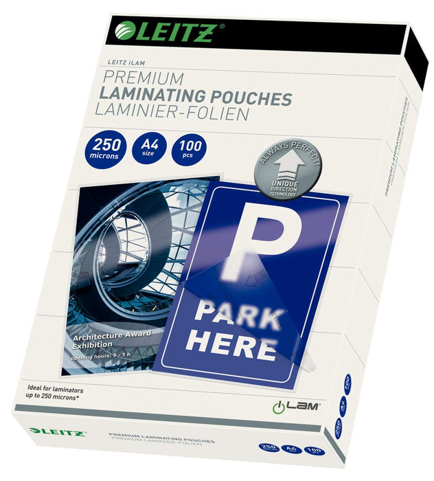 Best Value Leitz 74840000 Laminating Pouches Made of 250 Micron Thick Material (Transparent, Glossy, A4 and UDT) - Pack of 100