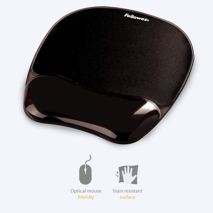 Best Value Fellowes Crystals Gel Mouse Mat with Wrist Support, Black