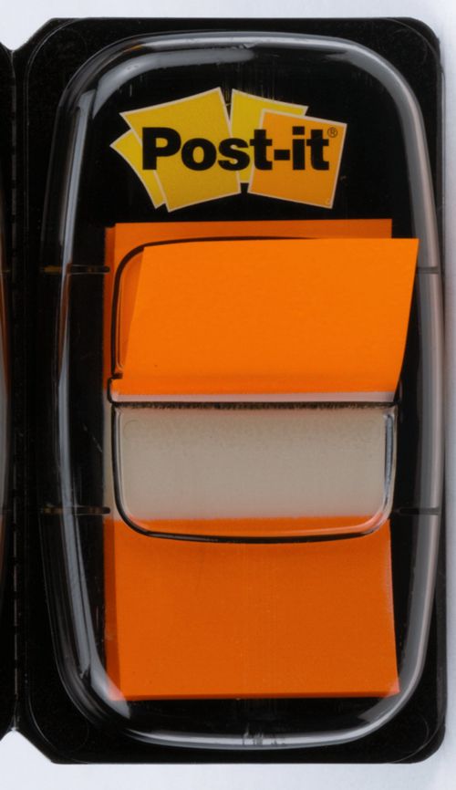 Post-it Index Flags Repositionable 25x43mm 12x50 Tabs Orange (Pack 600) 7000144932