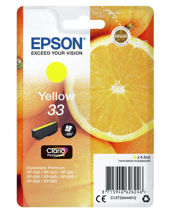 Best Value Epson C13T33444012 33 Claria Oranges Premium Ink Cartridge, Yellow, Genuine, Amazon Dash Replenishment Ready