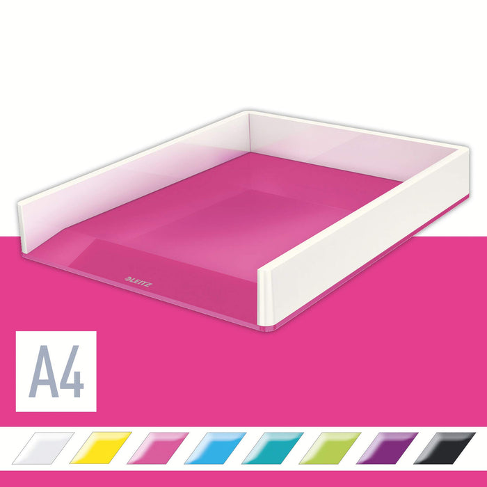 Best Value Leitz A4 Letter Tray, White/Metallic Pink, WOW Range, 53611023