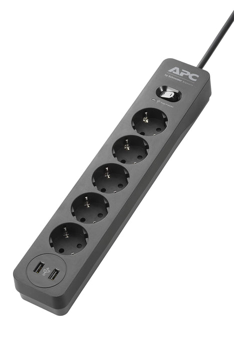 APC Essential Surgearrest PME5U2B - Surge protector - AC 220/230/240 V - 2300 Watt - output connectors: 5 - Germany - black