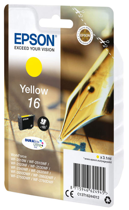Best Value Epson C13T16244012 16 Series Ink Cartridge, Yellow, Genuine, Amazon Dash Replenishment Ready