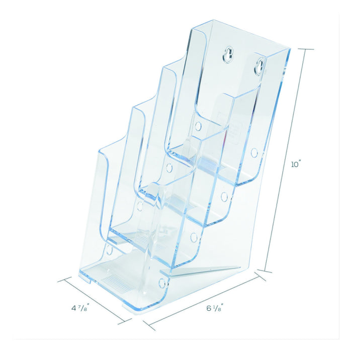 Best Value Deflecto Multi-tier Literature Display Holder for Wall or Desktop 4 x 1/3xA4 Pockets Clear Ref 77701