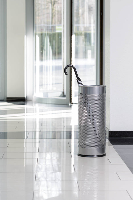 Best Value Durable Atlanta Umbrella Stand Tubular Metal Perforated 28.5 Litre - Silver Ref A2900-02618