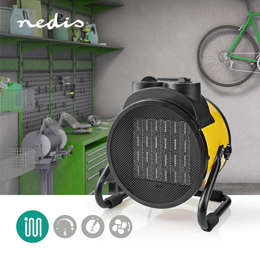 Nedis Industrial Fan Heater | 1500 / 3000 W | Adjustable thermostat | 2 Heat Settings | Integrated handle(s) | Yellow