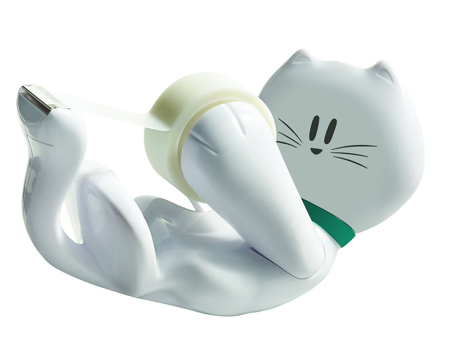 Best Value Scotch Cat-810 19 mm x 8.89 m Cat Tape Dispenser, White, 1 Roll Magic Tape