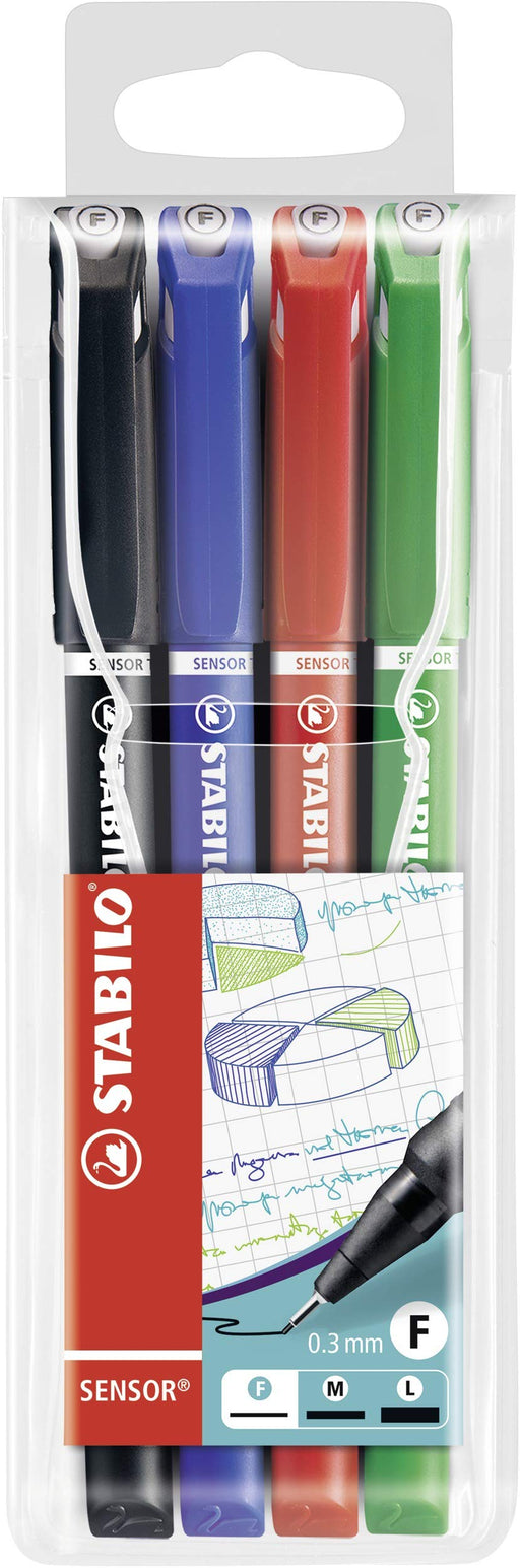 Best Value Fineliner - STABILO SENSOR F Wallet of 4 assorted colours