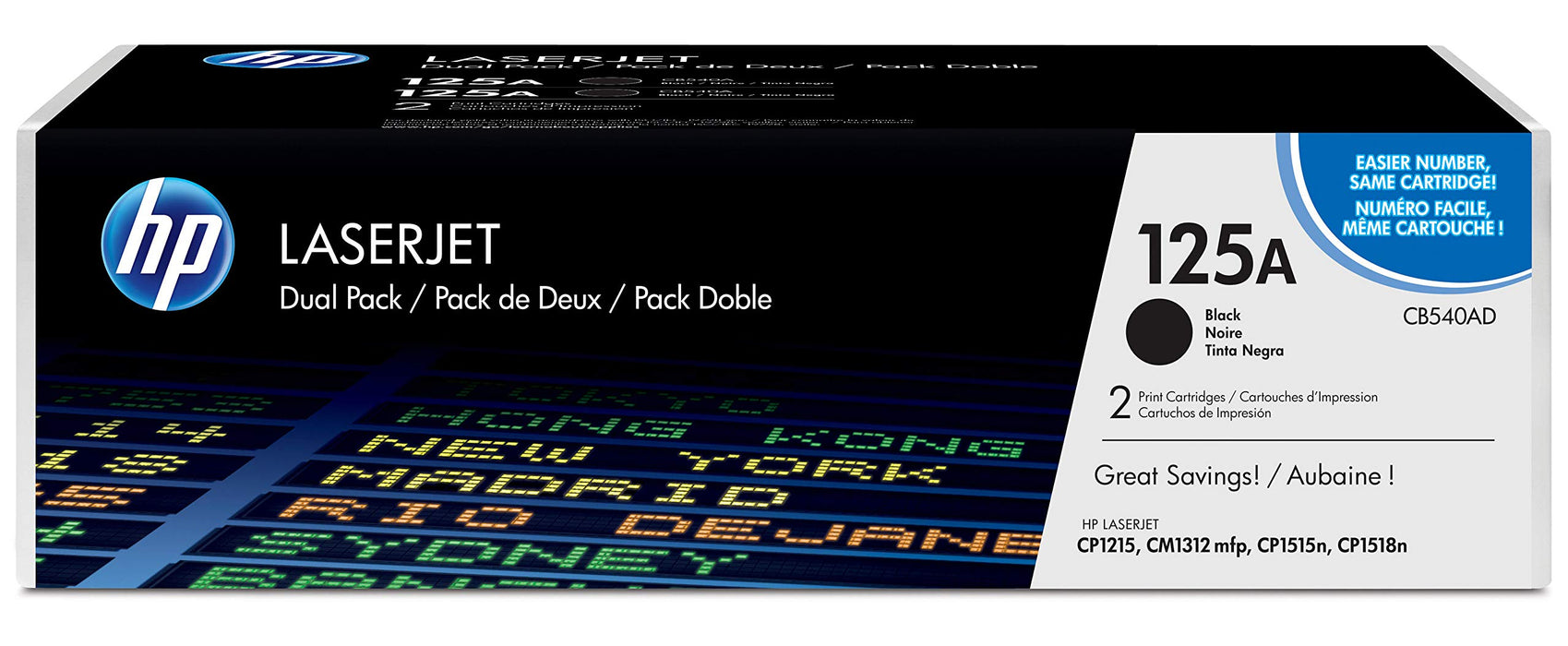 Best Value HP CB540AD 125A Original LaserJet Toner Cartridges, Black, Pack of 2