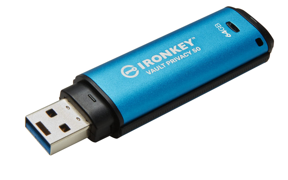 Kingston IronKey Vault Privacy 50 Series - USB flash drive - encrypted - 64 GB - USB 3.2 Gen 1 - TAA Compliant