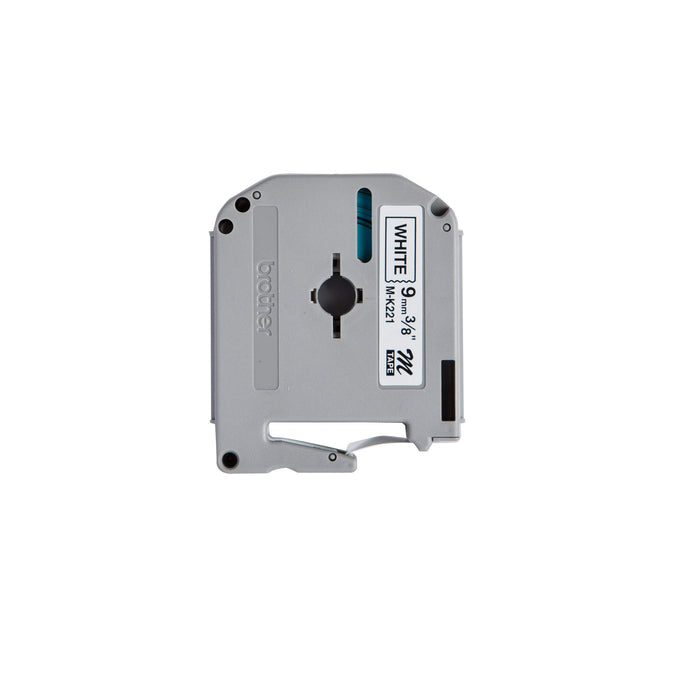 Best Value Brother M-K221BZ Labelling Tape Cassette, Black on White, 9 mm (W) x 8 m (L), Brother Genuine Supplies