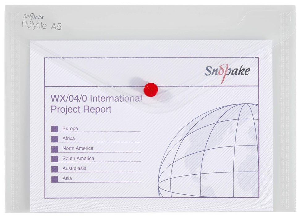 Best Value Snopake 11382 Polyfile A5 Popper Wallet File with Press Stud Classic Clear (Pack of 5)