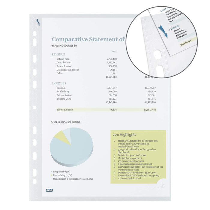 Best Value Elba A4 Quick-In Punched Pockets, Glass Clear, Pack of 100