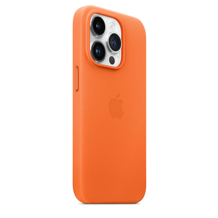 Apple - Back cover for mobile phone - with MagSafe - leather - orange - for iPhone 14 Pro