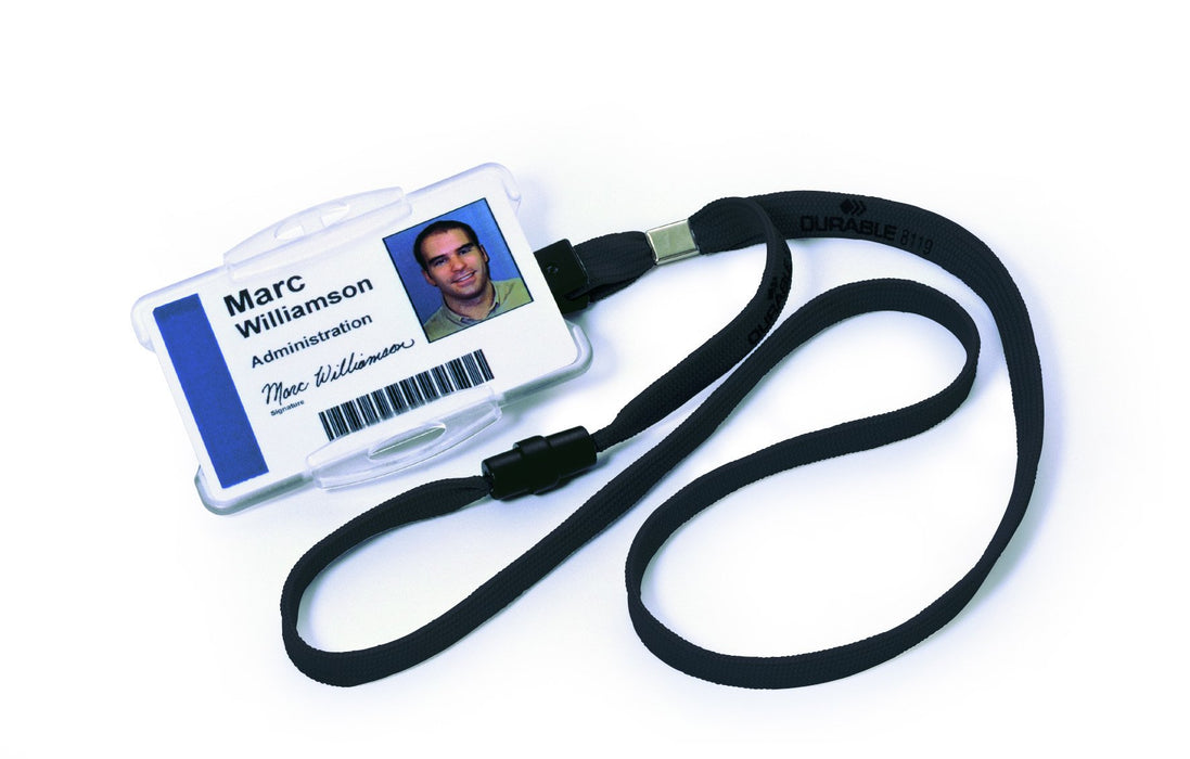 Best Value Durable Textile Badge Necklace 10 mm - Black (Pack of 10)