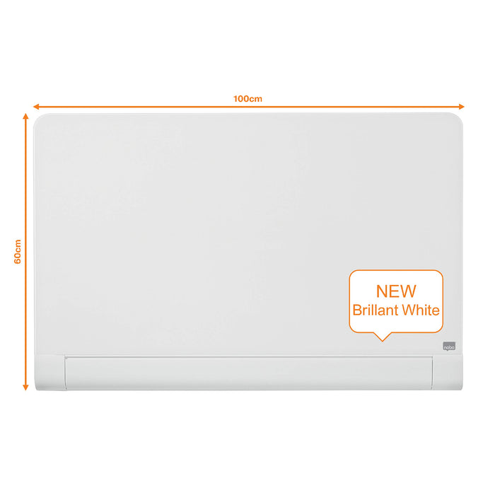 Best Value Nobo Glass Whiteboard with Rounded Corners, Magnetic, 993 x 559 mm, Includes Marker, Magnets and Fitting Kit, White, 1905191