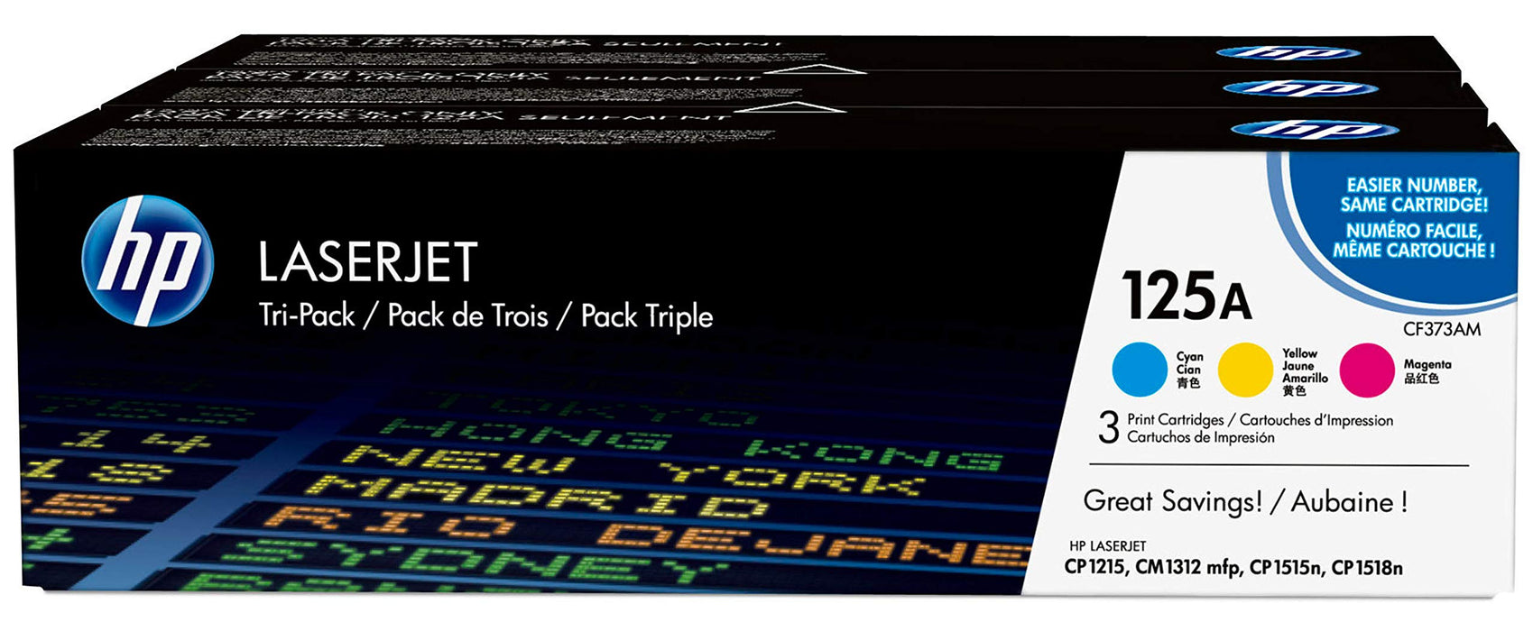 Best Value HP CF373AM 125A Original LaserJet Toner Cartridges, Cyan/Magenta/Yellow, Pack of 3