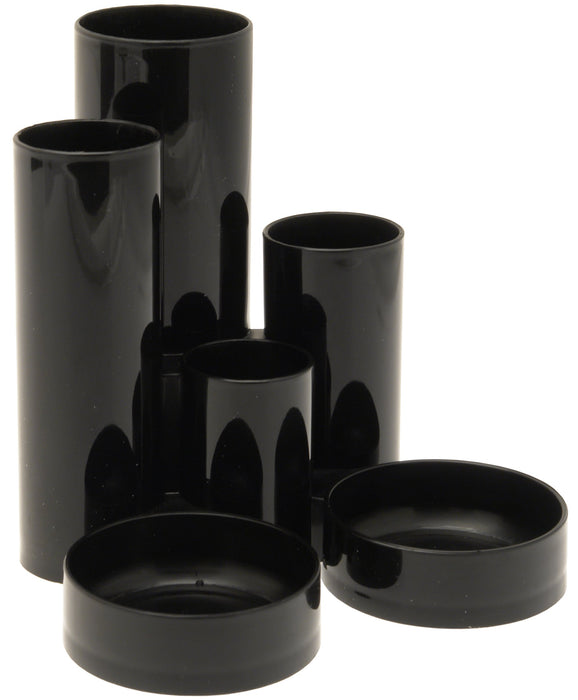 Best Value 5 Star Office Desk Tidy with 6 Compartment Tubes Black