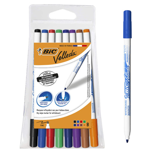 Best Value BIC Velleda 1721 Whiteboard Pens - Assorted Colours, Pouch of 8