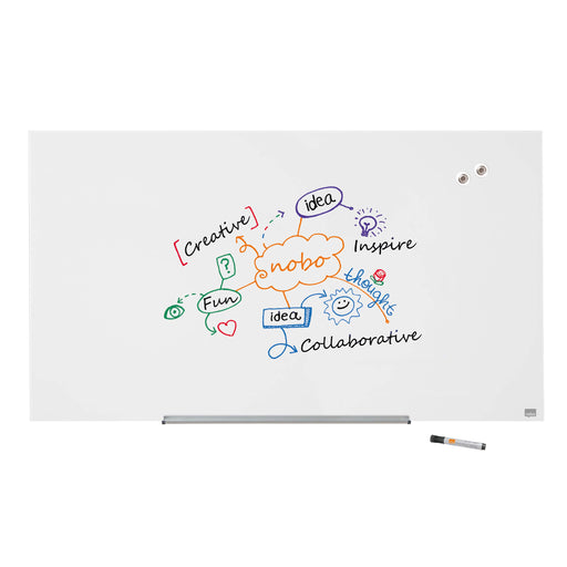Best Value Nobo Glass Whiteboard, Magnetic, 1260 x 711 mm, Includes Marker, Magnets and Fitting Kit, White, 1905177