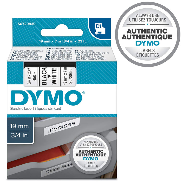 Best Value Dymo 45803 D1 Standard Self-Adhesive Labels for LabelManager Printers, 19 mm x 7 m - Black on White