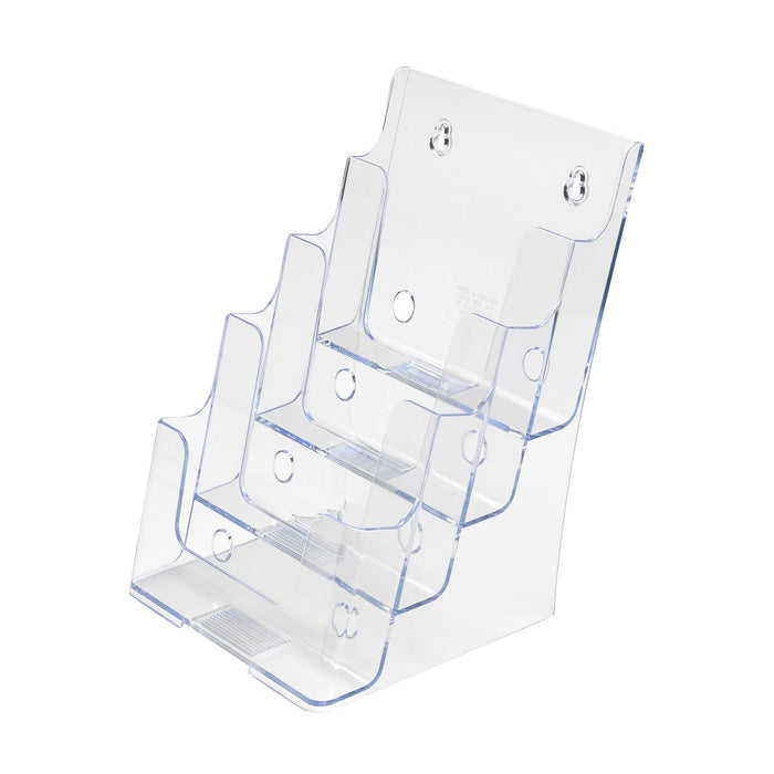 Best Value Deflecto Multi-tier Literature Display Holder for Wall or Desktop 4 x A5 Pockets Clear Ref 77901