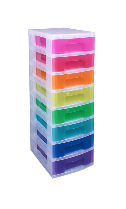 Best Value Really Useful Drawer Tower 8x7 Litre Clear/Rainbow & AmazonBasics Multipurpose Copy Paper A4 80gsm, 5x500 Sheets, White