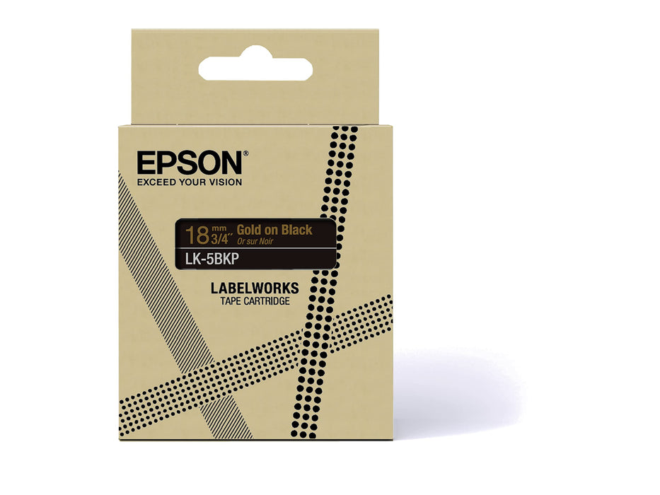 Epson LK-5BKP Gold on Metallic Black Tape Cartridge 18mm - C53S672095