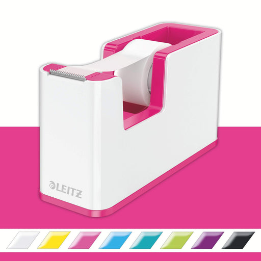 Best Value Leitz Tape Dispenser, Heavy Base with Tape, Wow Range, White/Metallic Pink