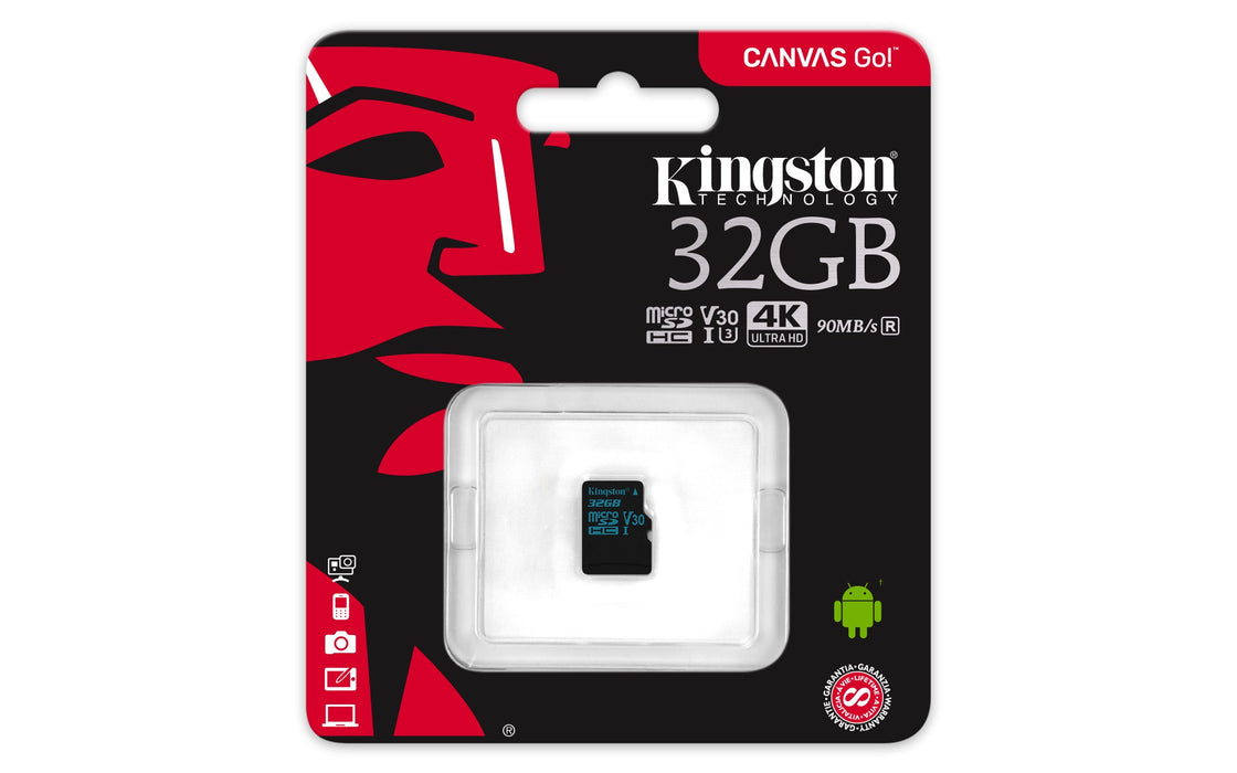 Best Value Kingston Canvas Go SDCG2/32GBSP MicroSD Card Capturing Life on the Move, Class10 UHS-I U3, Card Only